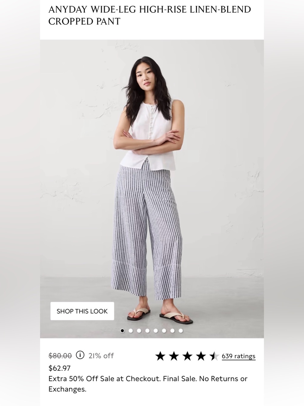 ANYDAY WIDE-LEG HIGH-RISE LINEN-BLEND CROPPED PANT